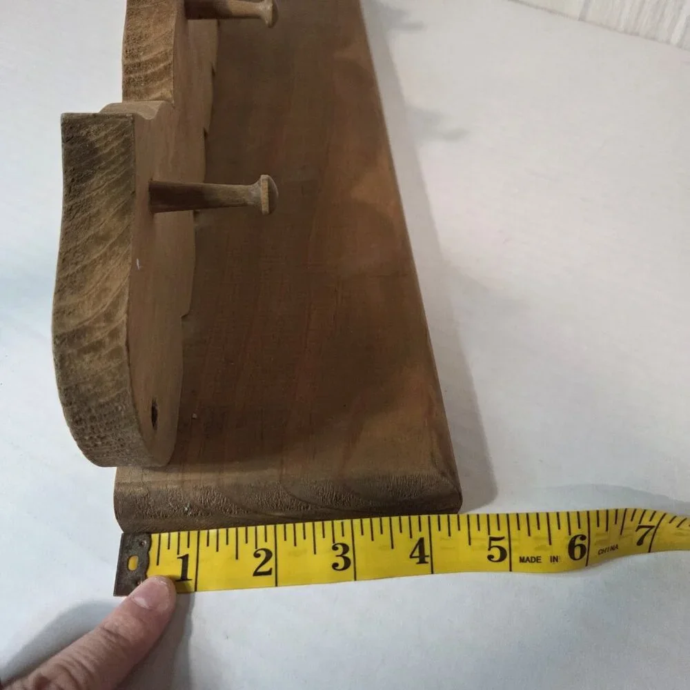VTG Wooden Wall Hanging Heart Cutout Shelf With 3 Hearts And 3 Pegs Cottagecore